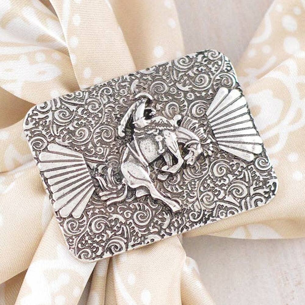 Classic Western Rectangle Concho Scarf Slide | Silver | 1.75" x 1.3"